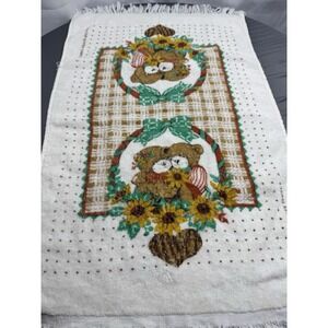 Vintage Franco Kitchen Towel Teddy Bears Sunflowers Wreath Fringe Cottagecore